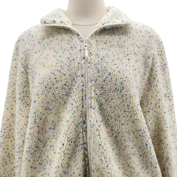 NWT J. Crew Factory Sherpa Fleece Ivory Speckle Zipper Jacket Womens Large - Picture 5 of 11